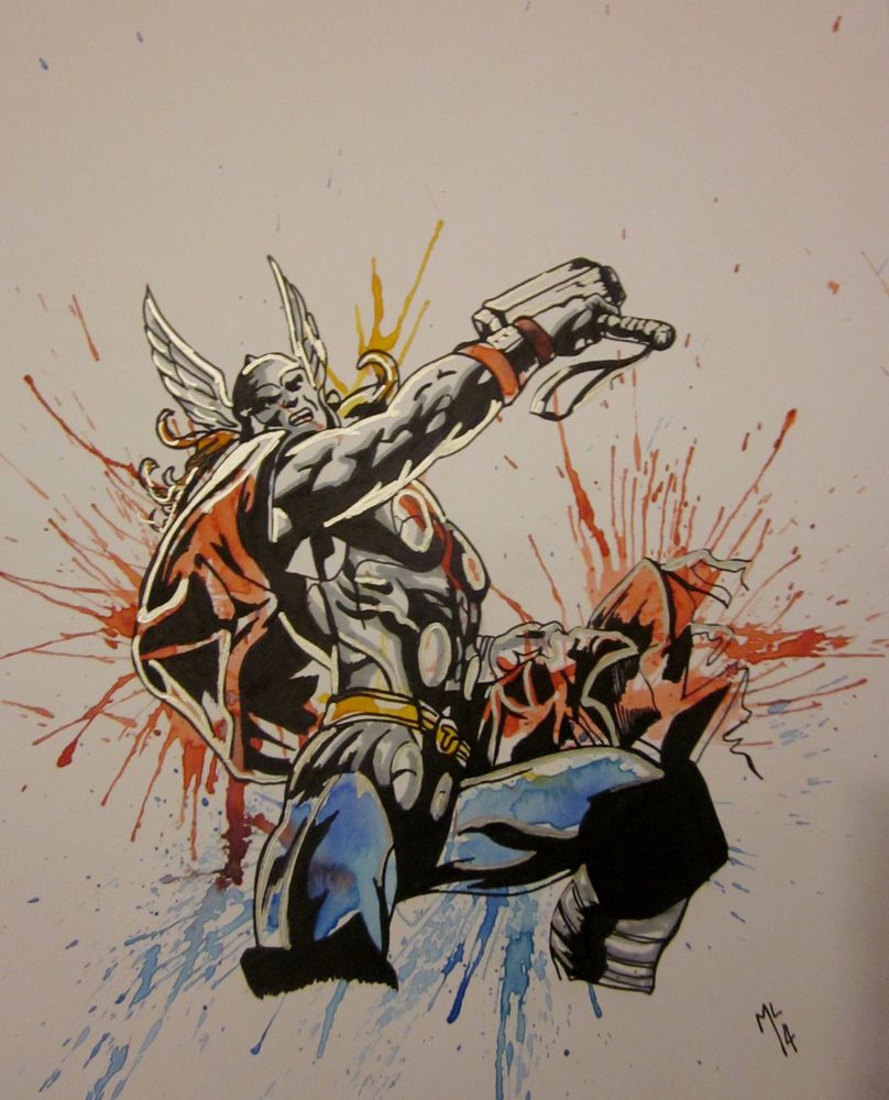 808x1000 Thor,marvel,avengers,artwork,watercolor,painting,drawing,original