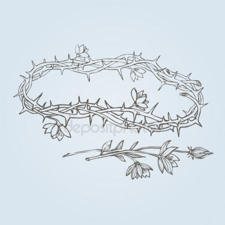 450x450 Jesus Christ In A Crown Of Thorns On His Head, Hand Drawn Vector