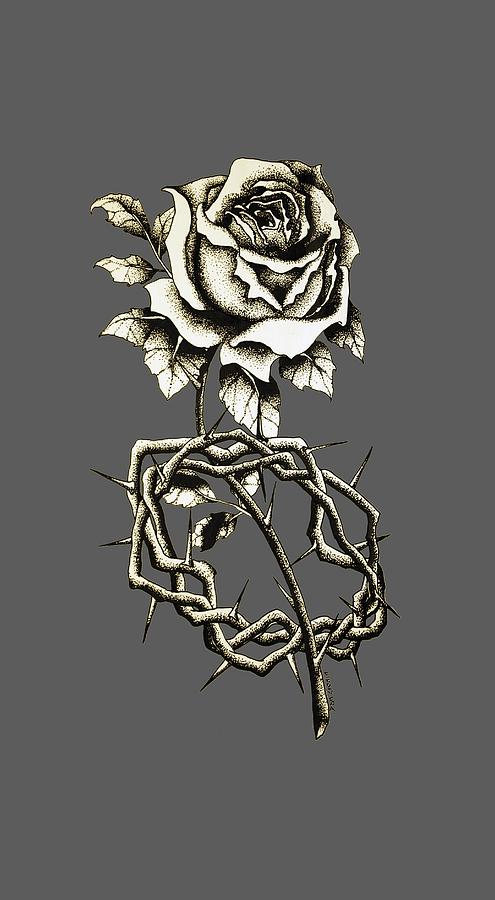 495x900 Rose Crown Thorns Drawing By Daniel P Cronin