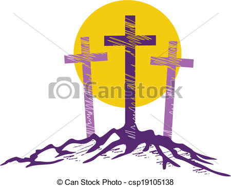 450x364 Three Crosses. Three Stylized Crosses With Large Sun Vectors
