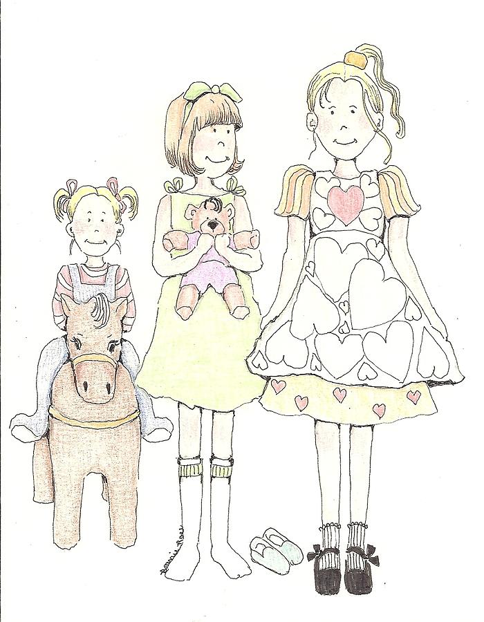 700x900 Girls 3 Drawing By Bonnita Dirito