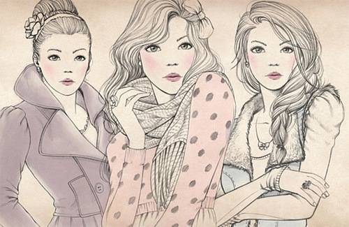500x325 Three Girls, Drawing Girl Pictures, Third And Girl