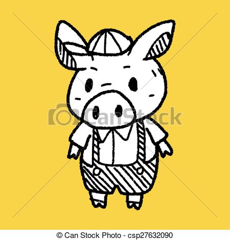 450x470 Three Little Pigs Doodle Eps Vectors