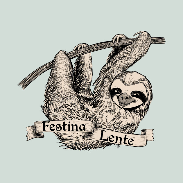 630x630 Three Toed Sloth With Latin Festina Lente
