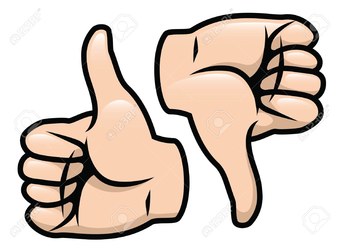 1300x956 A Cartoon Vector Drawing Of A Thumbs Up And A Thumbs Down Royalty