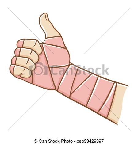 450x470 Broken Hand Doing Thumb Up. Broken Hand Wrapped In Elastic Eps