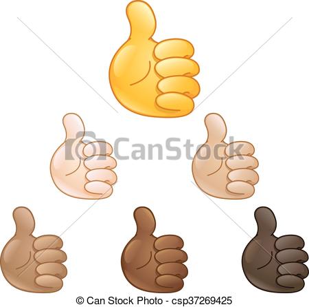 450x446 Thumbs Up Hand Emoji Set Of Various Skin Tones Vector Illustration