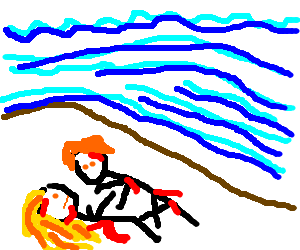 300x250 Dying Lovers Embracing On A Beach