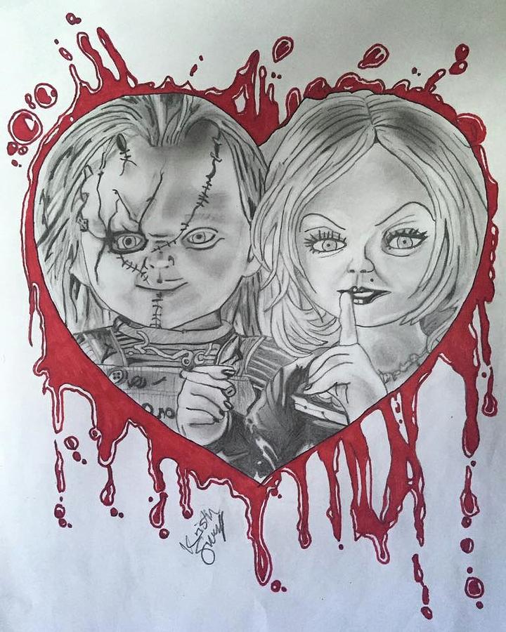 720x900 Chucky And Tiffany Drawing By Kristin Salley