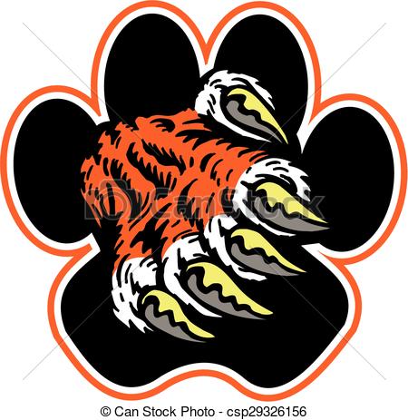 450x463 Tiger Paw Print. Paw Print With Tiger Claw Inside Clipart Vector