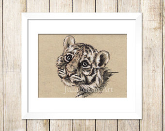 340x270 Tiger Cub Drawing Etsy