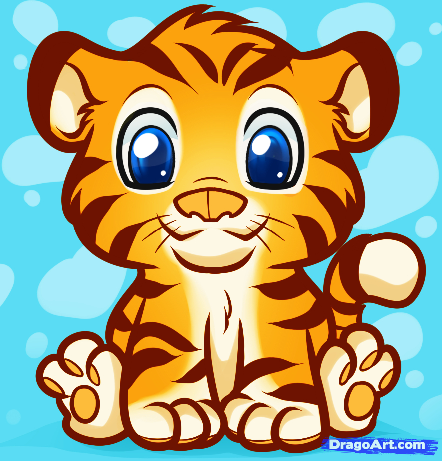 886x924 Tiger Drawing Cartoon Cartoon Baby Animals How To Draw An Anime