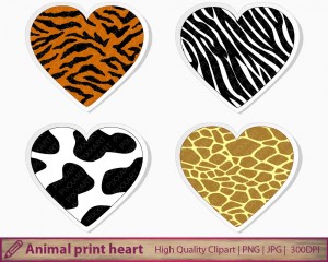 300x240 Nail Art Animal Print Heart Clipart Tiger Cow Giraffe Zebra Clip