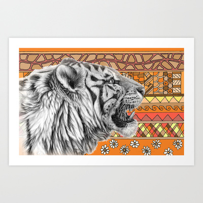 400x400 White Tiger Profile G001 012 Art Print By S Schukina