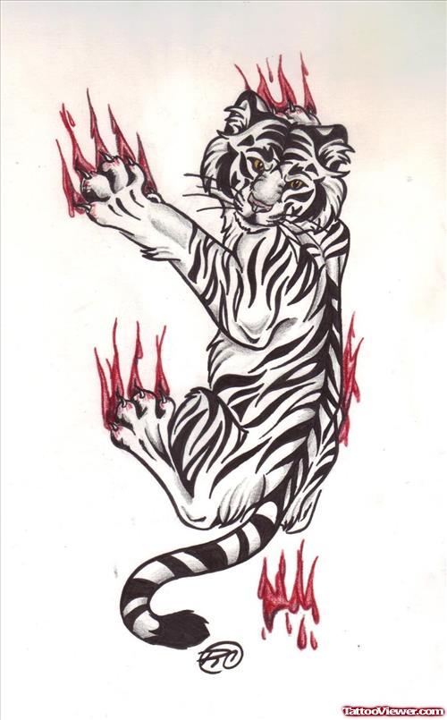 500x805 Black Tribal Tiger And Paw Scratches Tattoo Design Tattoo