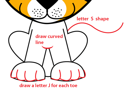 500x352 How To Draw A Cartoon Baby Tiger With Easy Step By Step Drawing