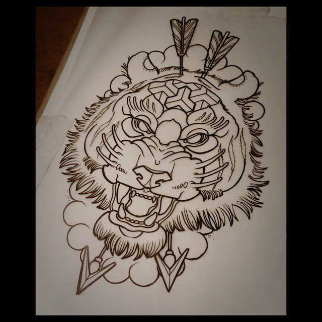 640x640 Arrow Shot Tiger Tattoo Design Best Tattoo Ideas Gallery
