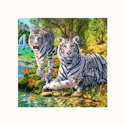 400x400 Two Tigers By The River Print Draw Diamond Drawing $3.63 Online