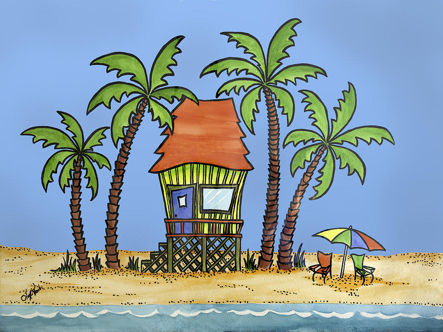 900x675 Tiki Hut Painting By Joyce M Jacobs