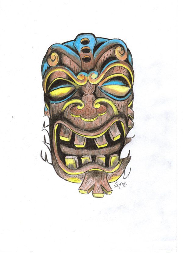 600x829 Tiki Mask By ~colmoconnor Designs Amp Interfaces Tattoo Design
