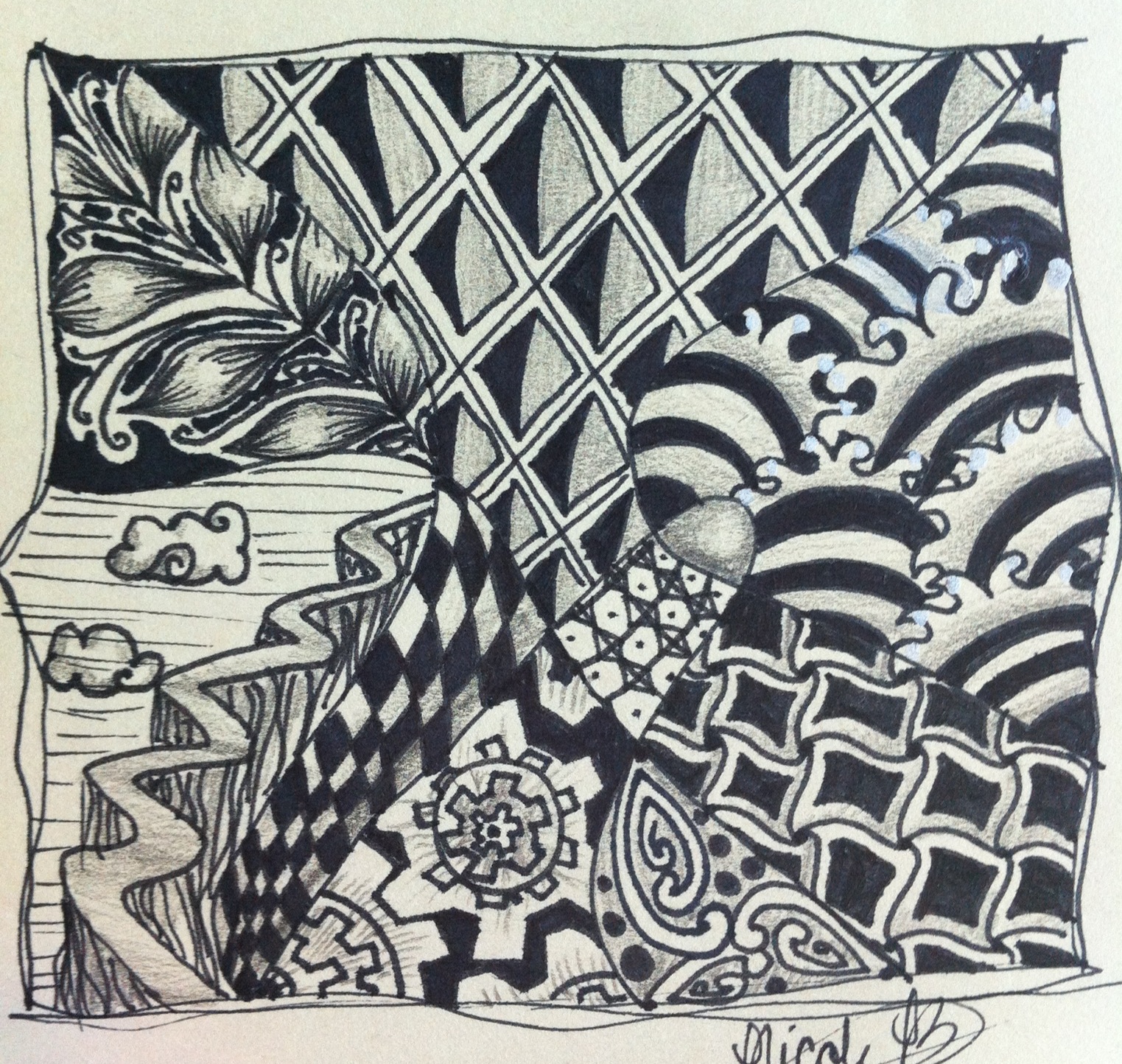1523x1444 Zentangle Tile Drawing
