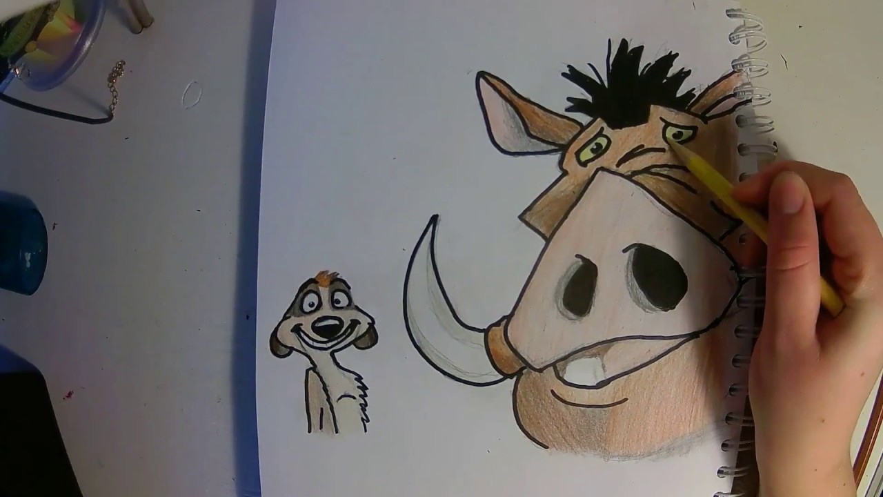 1280x720 Timon And Pumbaa Drawing