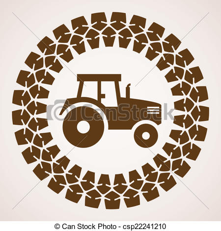 450x470 Vector Design Of Tractor Tire Print With Symbol Of Tractor