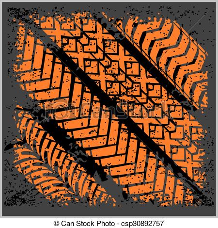 450x470 Car Tire Tracks With Grunge On Dark Background Clipart Vector