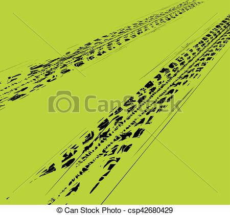 450x421 Tire Tracks Background. Vector Illustration On Green Vector