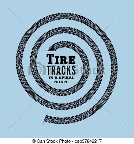 438x470 Tire Tracks In Spiral Shape. Vector Illustration On Vector Clip