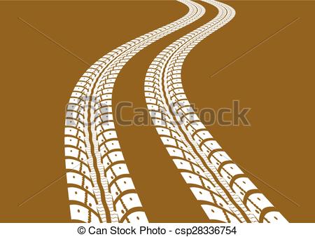 450x338 Tire Tracks. Vector Illustration On Yellow Background Clipart