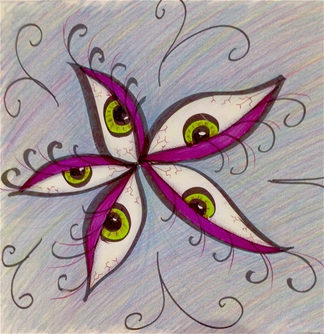 650x670 My Grinning Mind Flower Made Of Tired Eyes Drawing
