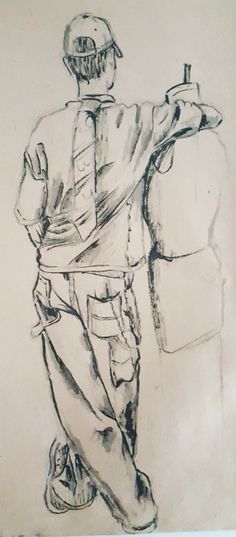 236x537 Mixed Media Drawing (Charcoal, Chalk, Tissue Paper And Glue