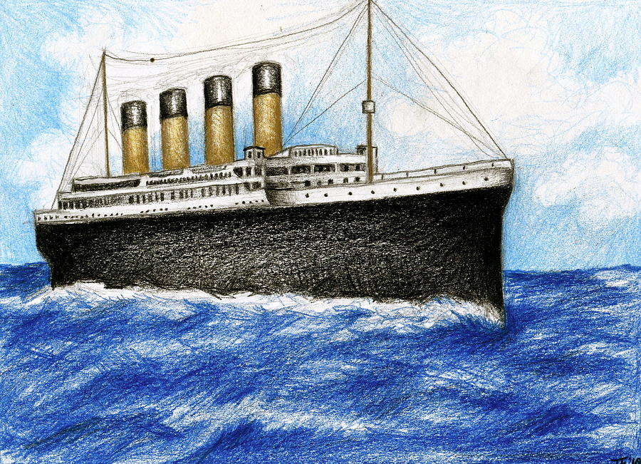 900x651 Titanic At Sea 1 Drawing By James Falciano