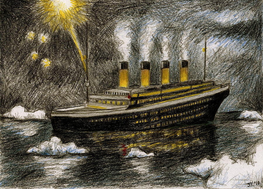900x648 Titanic Sinks Drawing By James Falciano