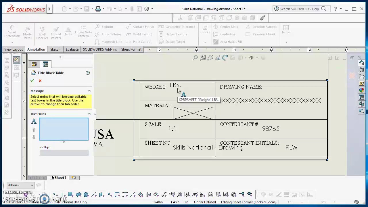 1280x720 Table Anchors, Title Block, And Sheet Format In Solidworks