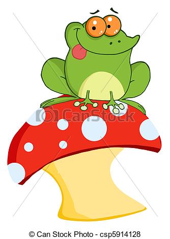 334x470 Happy Tree Frog On A Toadstool Or Mushroom Vector