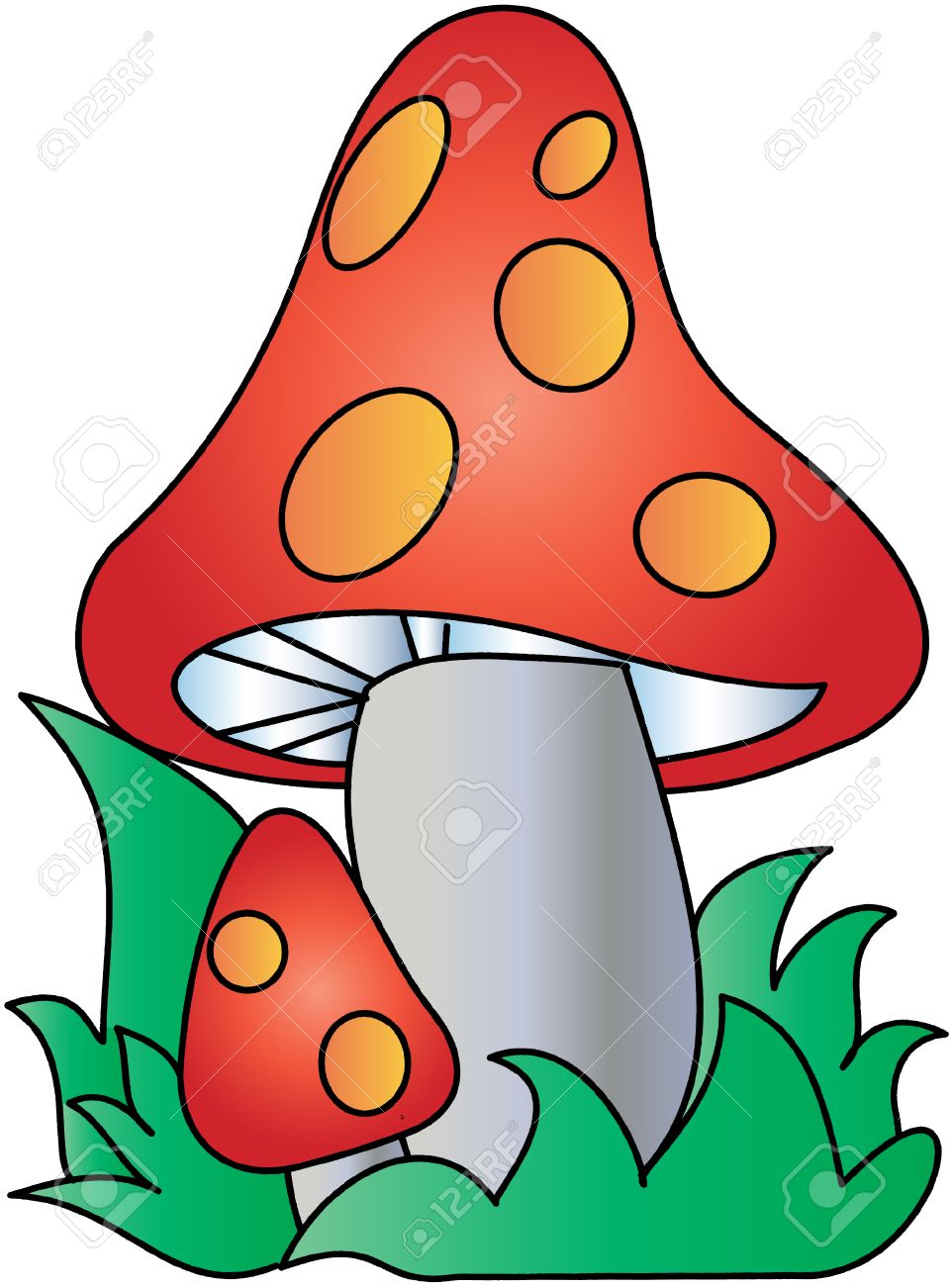 962x1300 The Cute Vector Drawing Of Two Toadstools Royalty Free Cliparts