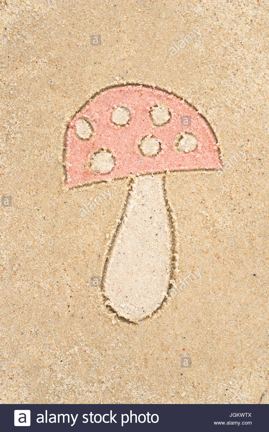 867x1390 Toadstool Drawing In Sand Background Stock Photo, Royalty Free