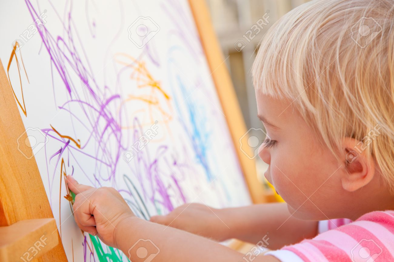 1300x866 Little Toddler Drawing On A Whiteboard Stock Photo, Picture