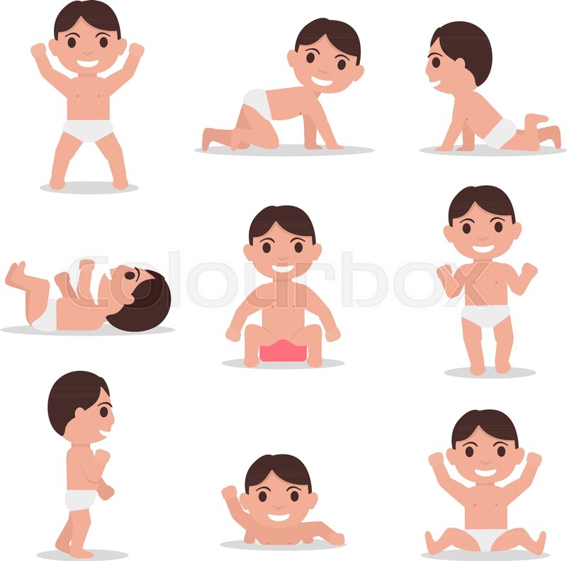 800x791 Vector Illustration Set Of Cartoon Child Toddler. Drawing, Picture