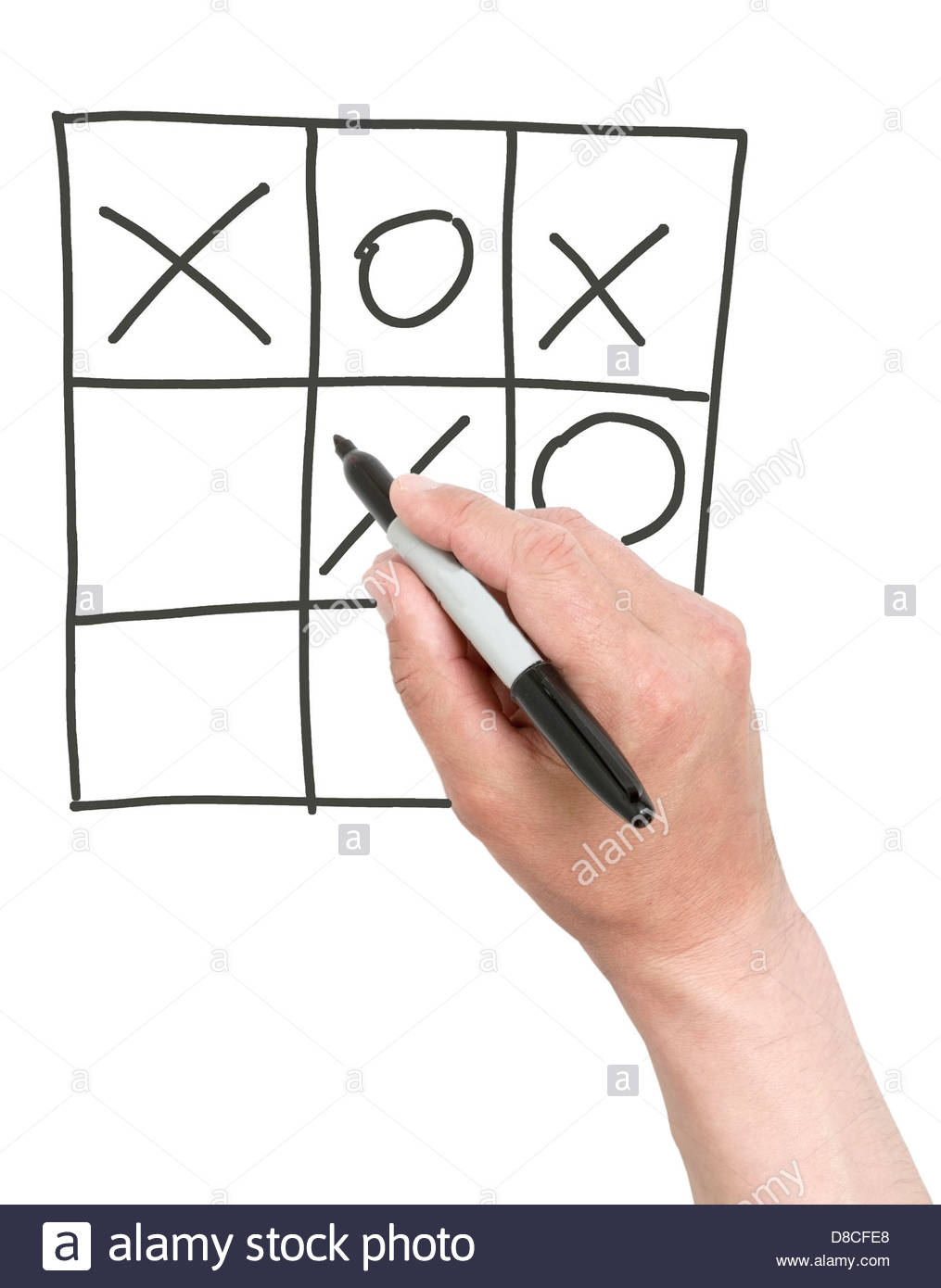 1015x1390 Hand Drawing A Cross In Tick Tack Toe Game. Isolated On White