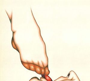 300x272 Toe Lick Female Male Figure Original Black Red Flesh Pastel Pencil