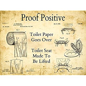 350x350 Toilet Paper Patent Drawing Metal Sign, Vintage, Bath