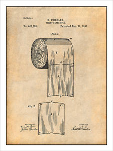 225x300 1891 Toilet Paper Roll Patent Print Art Drawing Poster 18x24 Ebay