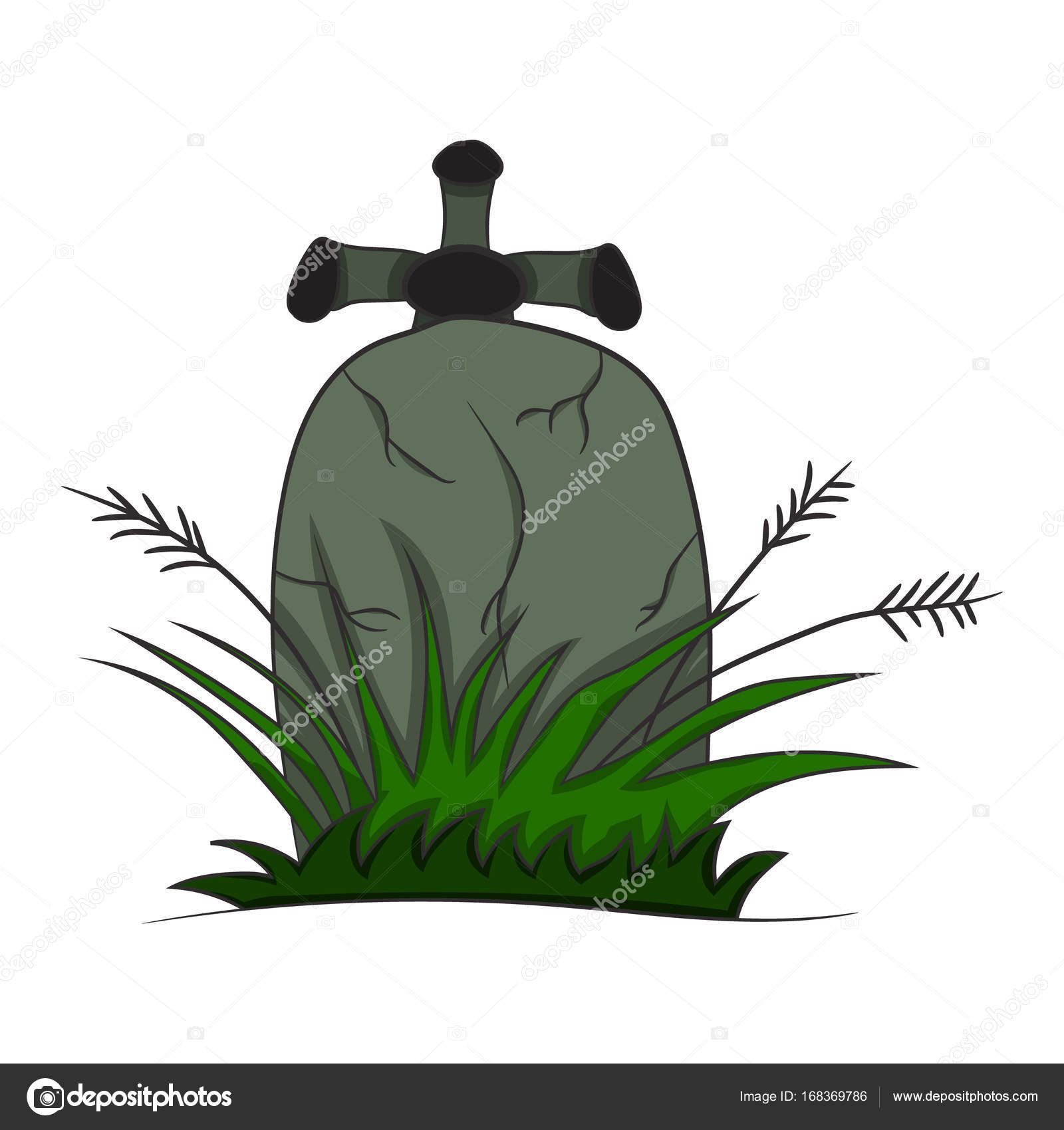 1600x1700 Image With A Tombstone. Vector Illustration Of A Halloween Theme