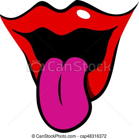 450x451 Female Mouth With Red Lips Sticking Tongue Out In Cartoon