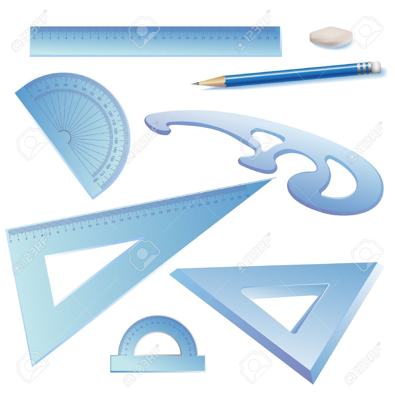 1300x1300 Set Of Architectural Drawing Tools, Isolated On White Clip Art