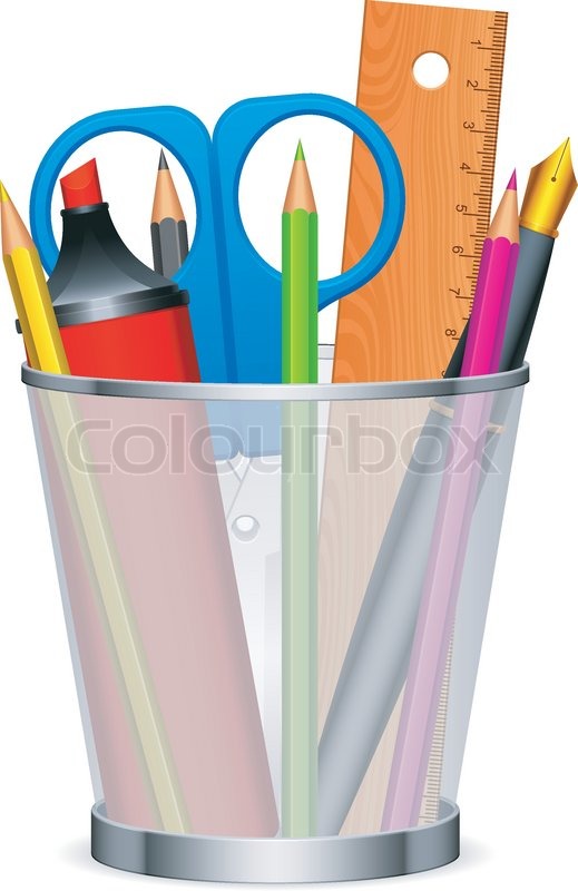519x800 Writing And Drawing Tools In The Cup. Stock Vector Colourbox