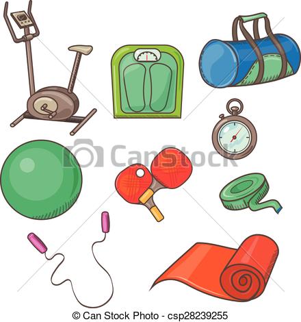 440x470 Vector Flat Icons Set Of Fitness Tools And Elements. Vector